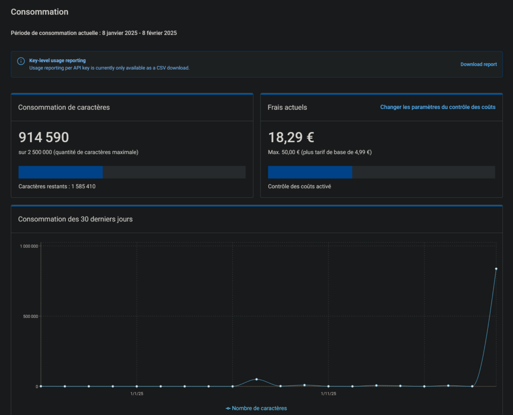 Coût API DeepL